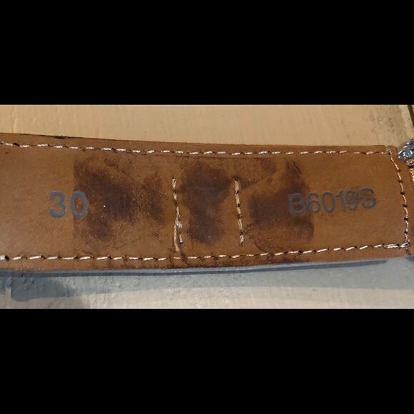 Brighton Sz 30 Khaki Silver Croc Leather Hook Belt - Picture 9 of 10